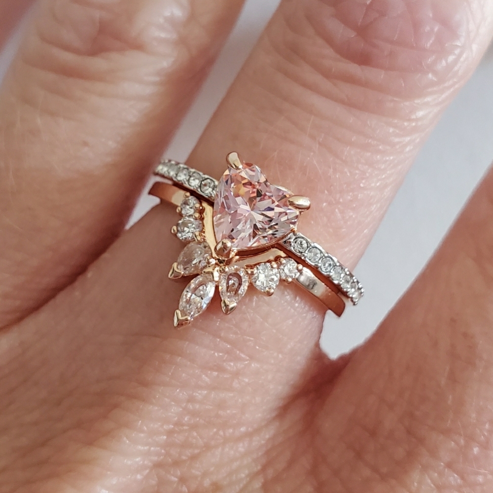 Swarovski Rose Gold Plated Ring Set